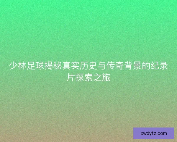 少林足球揭秘真实历史与传奇背景的纪录片探索之旅
